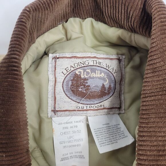 VINTAGE 90s Walls tan canvas work jacket corduroy collar barn coat 2XL TALL - Picture 4 of 12